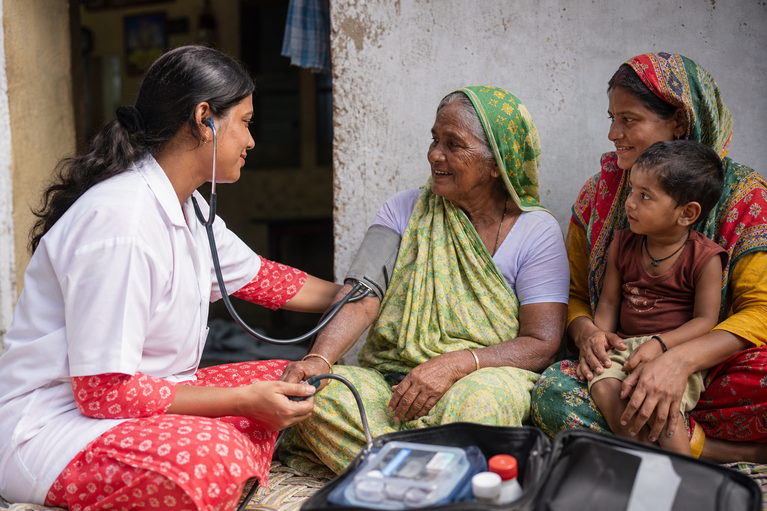 Family receiving healthcare guidance